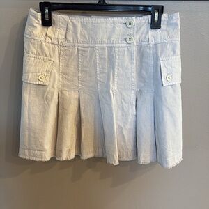 Free People cotton pleated wrap Mini Skirt Button Accent 2 side pockets cream 6
